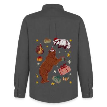 WEIHNACHTSTIERE - Männer Oxford Hemd von Stanley/Stella - Anthrazit - Hinten - AI Model Male 185 dark (185cm)