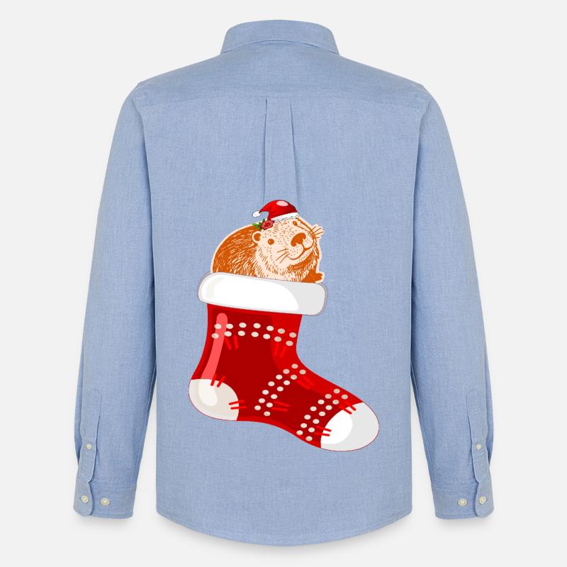 WEIHNACHTSMANN WEIHNACHTSSTRÜMPFE CAPYBARA - Männer Oxford Hemd von Stanley/Stella - Carolina Blue