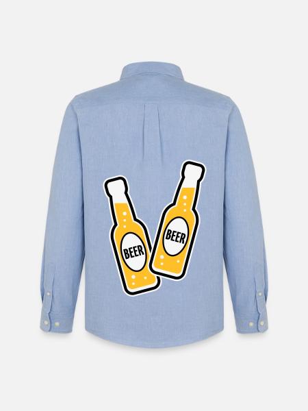 2 Bierflaschen (Bier / POS 3C) - Männer Oxford Hemd von Stanley/Stella - Carolina Blue