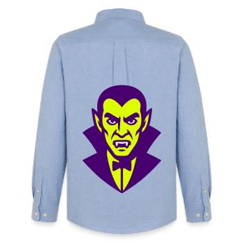 Dracula Illustration - Men's Oxford Shirt by Stanley/Stella - carolina blue - Back - AI Model Male 185 dark (185cm)