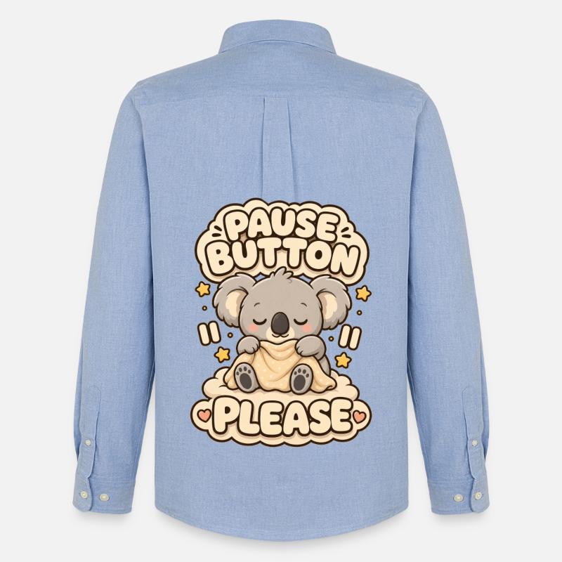 Pause Button Please Koala - Männer Oxford Hemd von Stanley/Stella - Carolina Blue