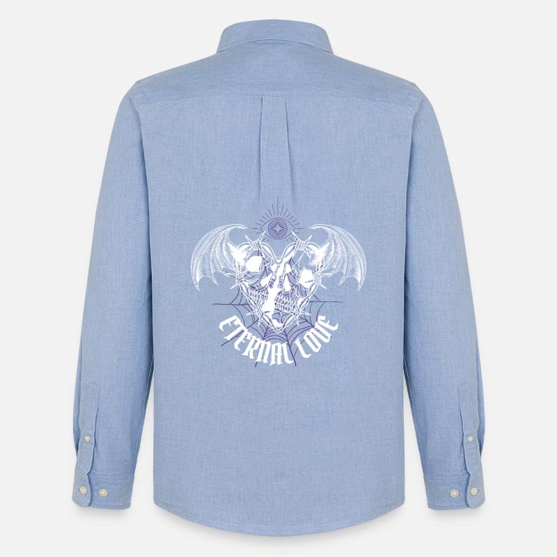 Ewige Liebe Gothic Schädel - Männer Oxford Hemd von Stanley/Stella - Carolina Blue