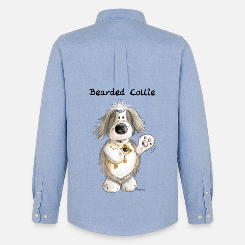Bearded Collie mit Teddy - Männer Oxford Hemd von Stanley/Stella - Carolina Blue