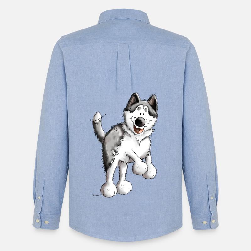 Fröhlicher Husky - Männer Oxford Hemd von Stanley/Stella - Carolina Blue