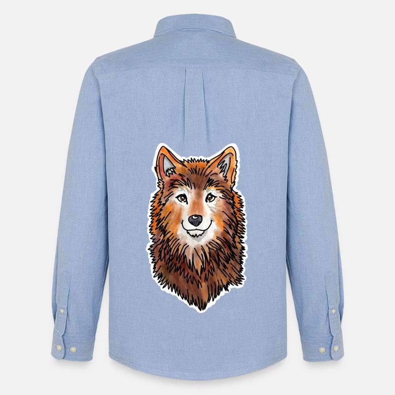 Wolfskopf (Braunes Fell) - Männer Oxford Hemd von Stanley/Stella - Carolina Blue