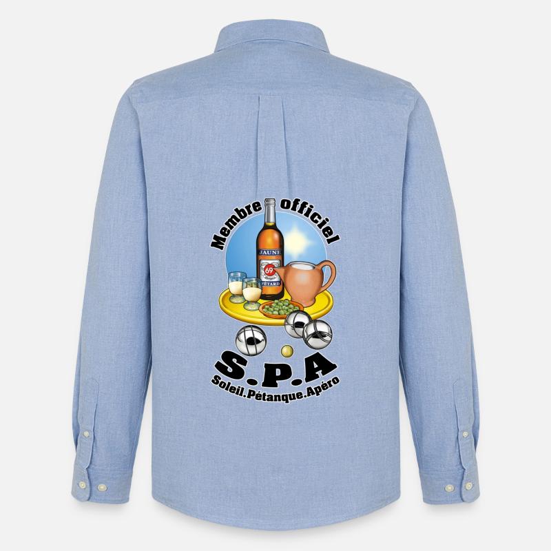 SPA soleil pétanque apéro - Männer Oxford Hemd von Stanley/Stella - Carolina Blue
