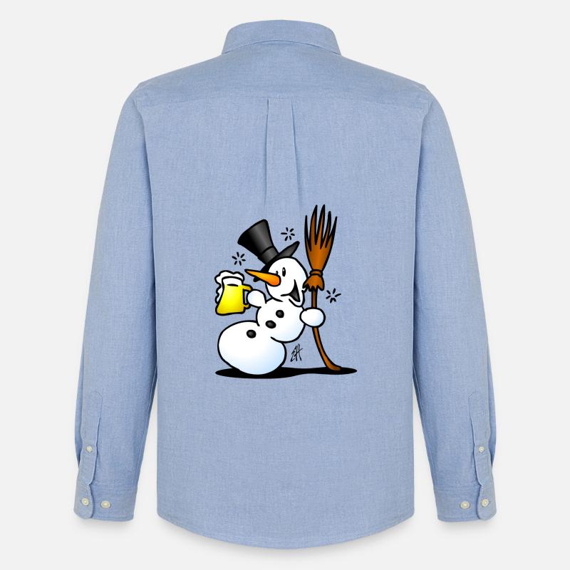 Schneemann mit einem Drink - Männer Oxford Hemd von Stanley/Stella - Carolina Blue