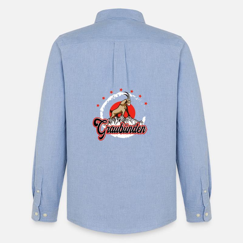 Graubünden Steinbock - Männer Oxford Hemd von Stanley/Stella - Carolina Blue