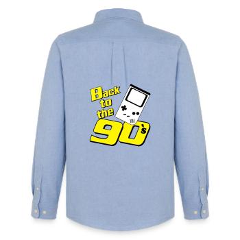 Fête des années 90 , Soirée à thème , Jeux rétro des années 90 (25) - Chemise Oxford homme Stanley/Stella - carolina blue - Dos - AI Model Male 185 dark (185cm)