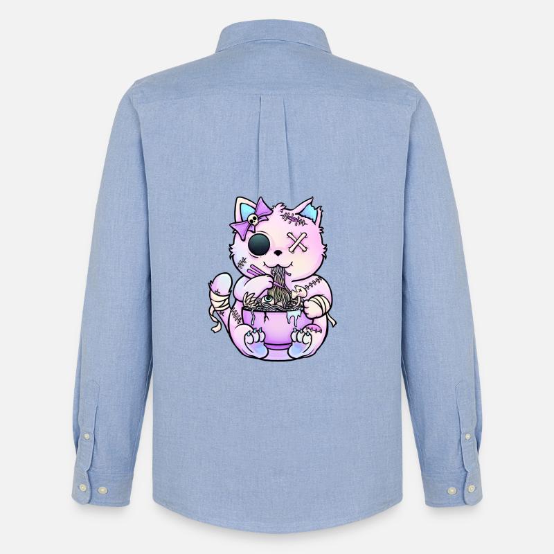 Pastel-Gothic-Katze Ramen - Männer Oxford Hemd von Stanley/Stella - Carolina Blue