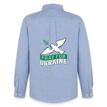 Pray for Ukraine mit Taube | Vectorgraphic - Männer Oxford Hemd von Stanley/Stella - Carolina Blue - Hinten - AI Model Male 185 dark (185cm)