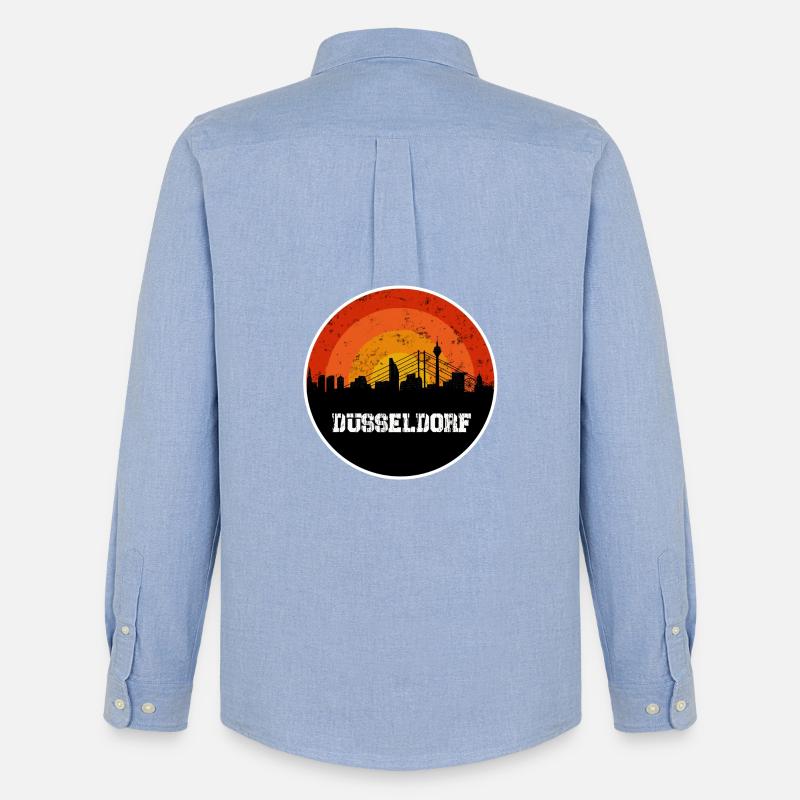 Skyline Düsseldorf - Männer Oxford Hemd von Stanley/Stella - Carolina Blue
