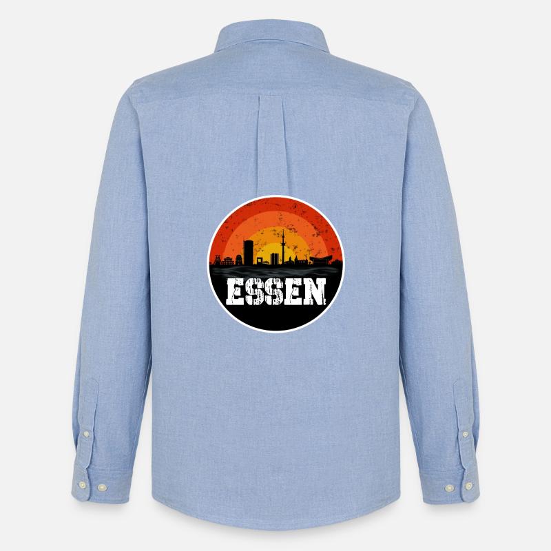 Essen Skyline - Männer Oxford Hemd von Stanley/Stella - Carolina Blue