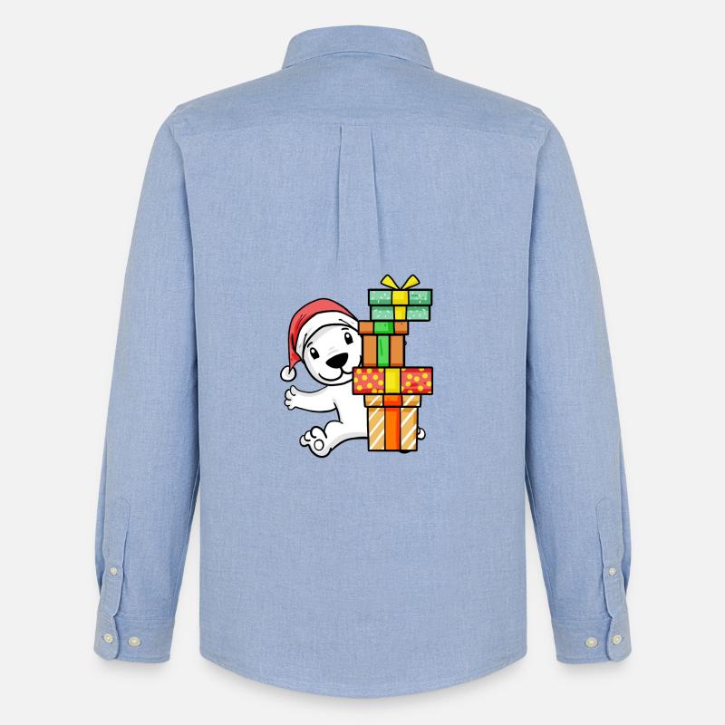 Weihnachten Eisbär mit Geschenke - Männer Oxford Hemd von Stanley/Stella - Carolina Blue