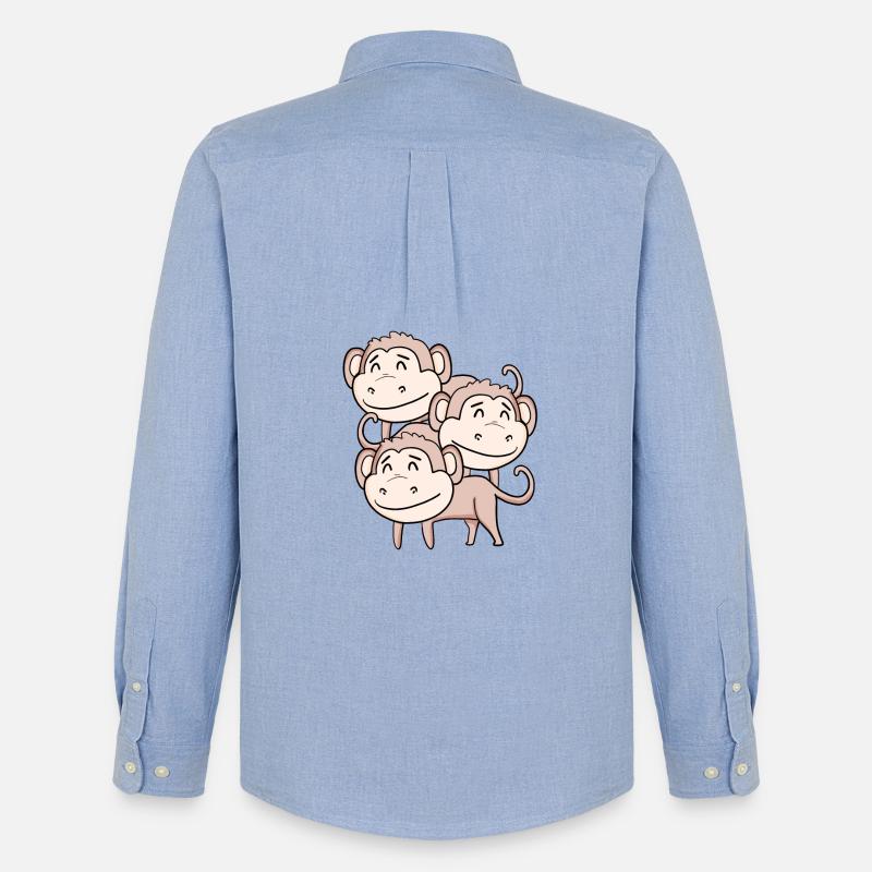Niedliche Affen - Affe - Männer Oxford Hemd von Stanley/Stella - Carolina Blue