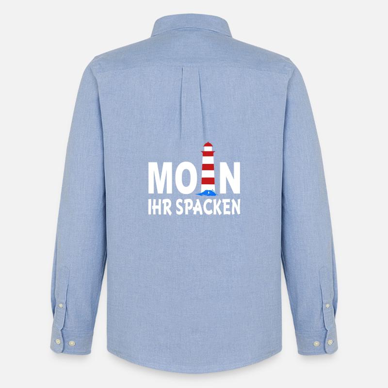 Moin ihr Spacken - Männer Oxford Hemd von Stanley/Stella - Carolina Blue