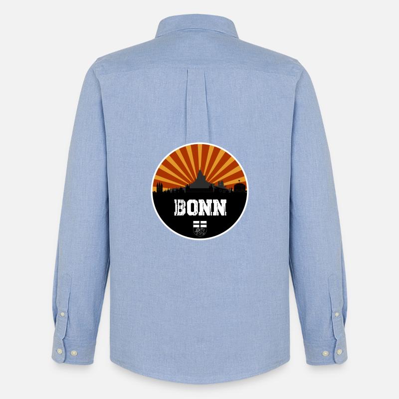 Bonn Skyline Retro - Männer Oxford Hemd von Stanley/Stella - Carolina Blue