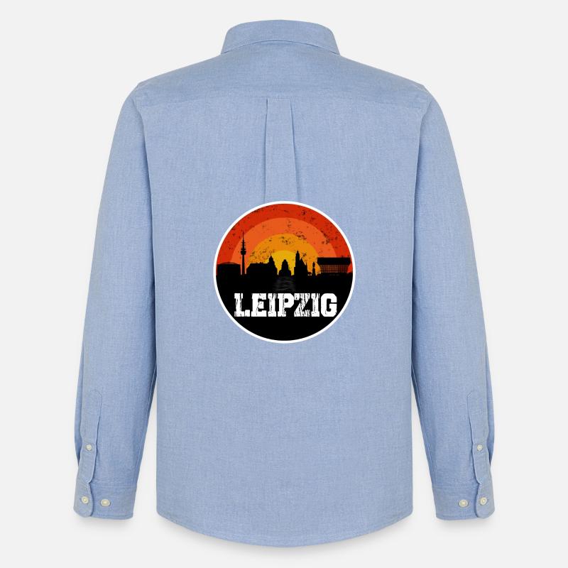 Leipzig Skyline - Männer Oxford Hemd von Stanley/Stella - Carolina Blue