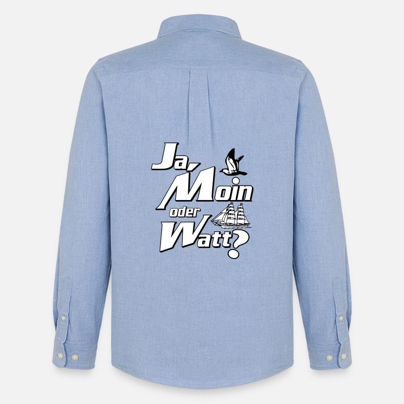 Ja Moin oder Watt? - Männer Oxford Hemd von Stanley/Stella - Carolina Blue