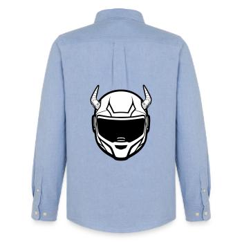 Casque de moto de motocross avec deux cornes - Chemise Oxford homme Stanley/Stella - carolina blue - Dos - AI Model Male 185 dark (185cm)