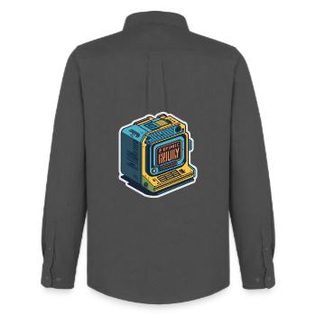 retro Computer - Männer Oxford Hemd von Stanley/Stella - Anthrazit - Hinten - AI Model Male 185 dark (185cm)