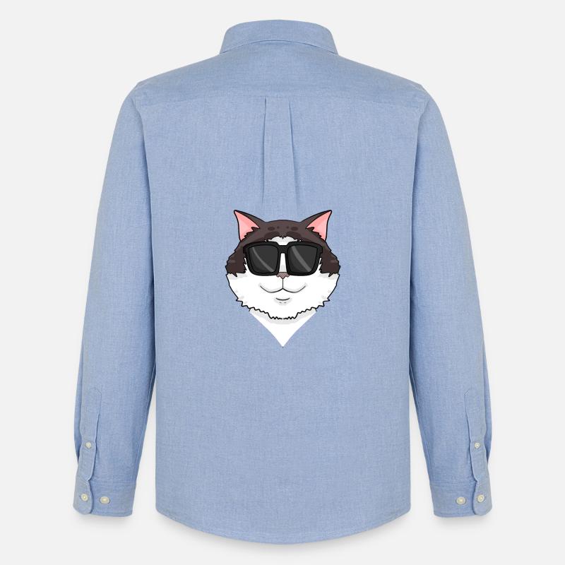 Ragdoll Katze mit Brille - coole Katze - Männer Oxford Hemd von Stanley/Stella - Carolina Blue