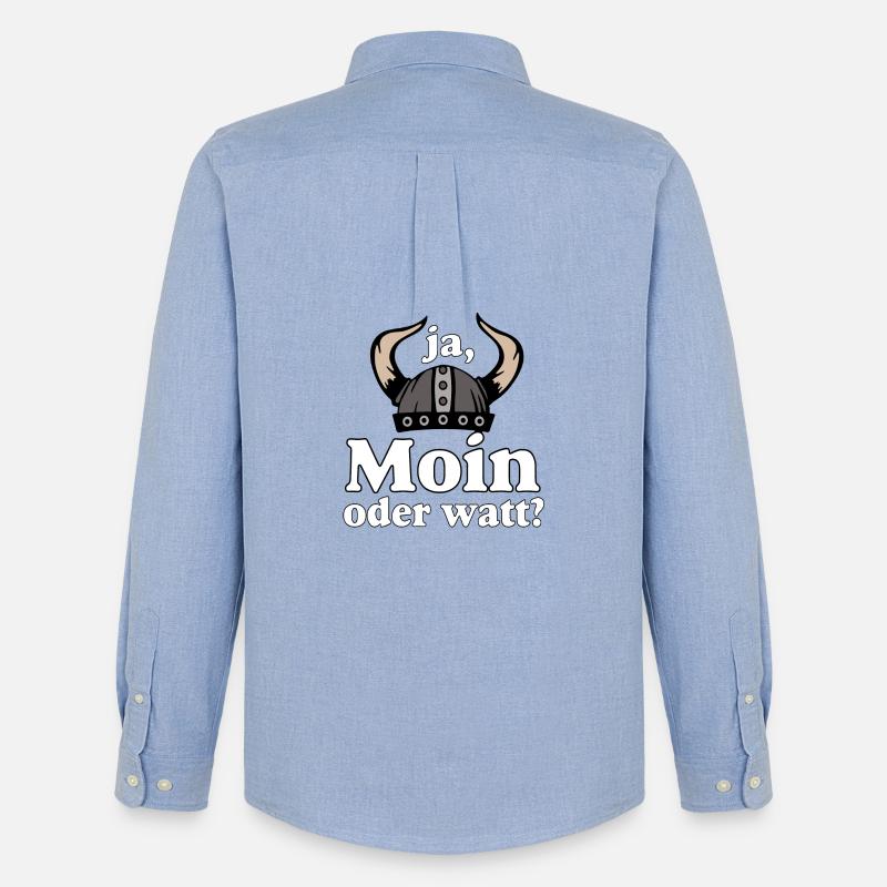 Ja Moin oder Watt? Nordisch Humor - Männer Oxford Hemd von Stanley/Stella - Carolina Blue