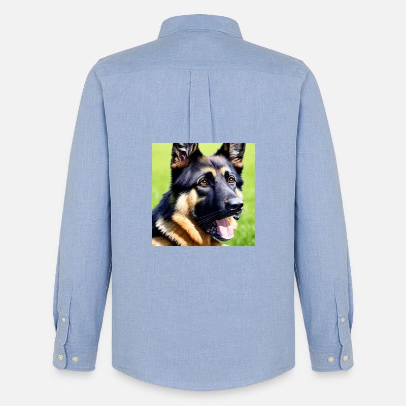 Treu und beschützend: Deutscher Schäferhund - Männer Oxford Hemd von Stanley/Stella - Carolina Blue
