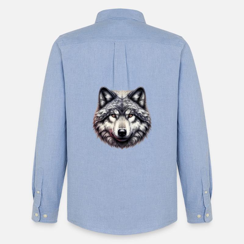 Wolf - Männer Oxford Hemd von Stanley/Stella - Carolina Blue