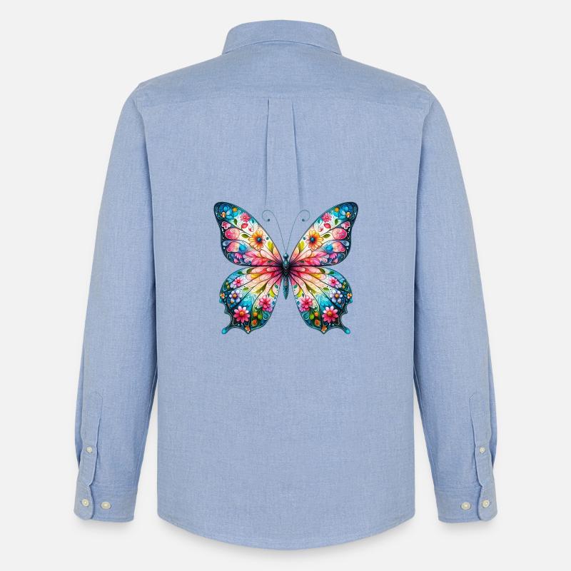 Schmetterling - Männer Oxford Hemd von Stanley/Stella - Carolina Blue