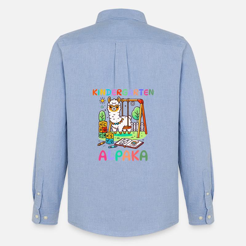Süßes Kindergarten Alpaka Kinder Geschenk - Männer Oxford Hemd von Stanley/Stella - Carolina Blue