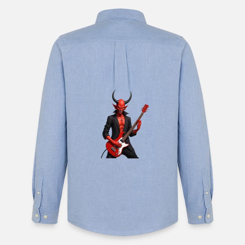 Teufel mit roter E-Gitarre - Männer Oxford Hemd von Stanley/Stella - Carolina Blue