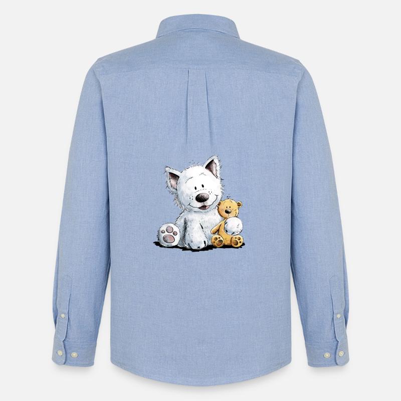 West Highland White Terrier Mit Kuscheltier - Männer Oxford Hemd von Stanley/Stella - Carolina Blue