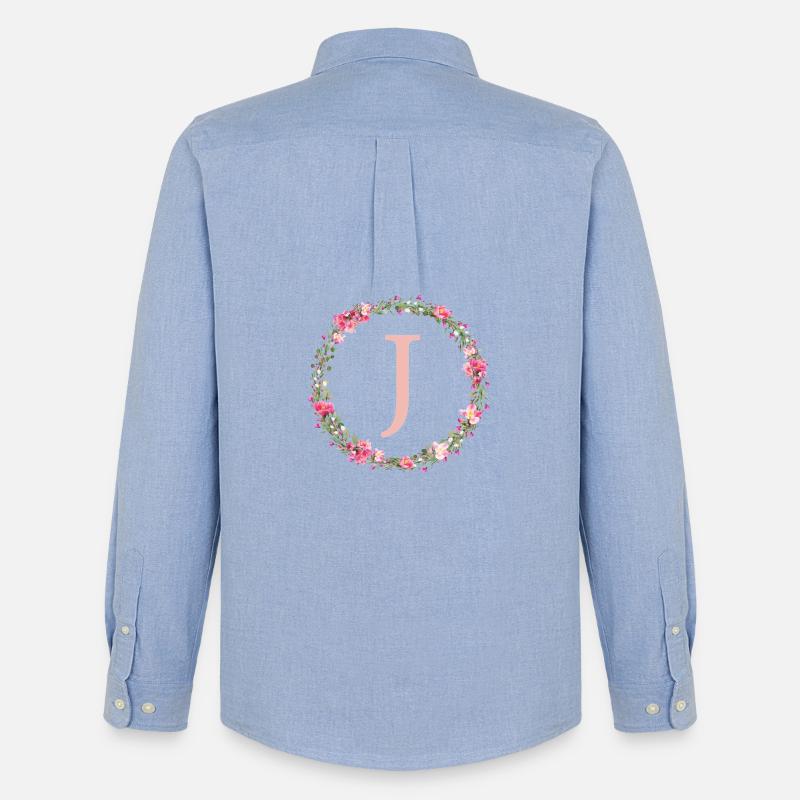 J Monogramm, Blumen-Kranz, personalisierbar - Männer Oxford Hemd von Stanley/Stella - Carolina Blue