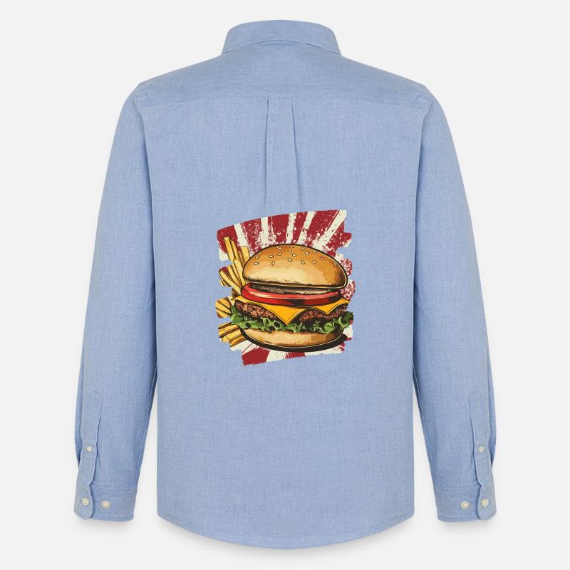 Burger und Fritten Retro - Männer Oxford Hemd von Stanley/Stella - Carolina Blue