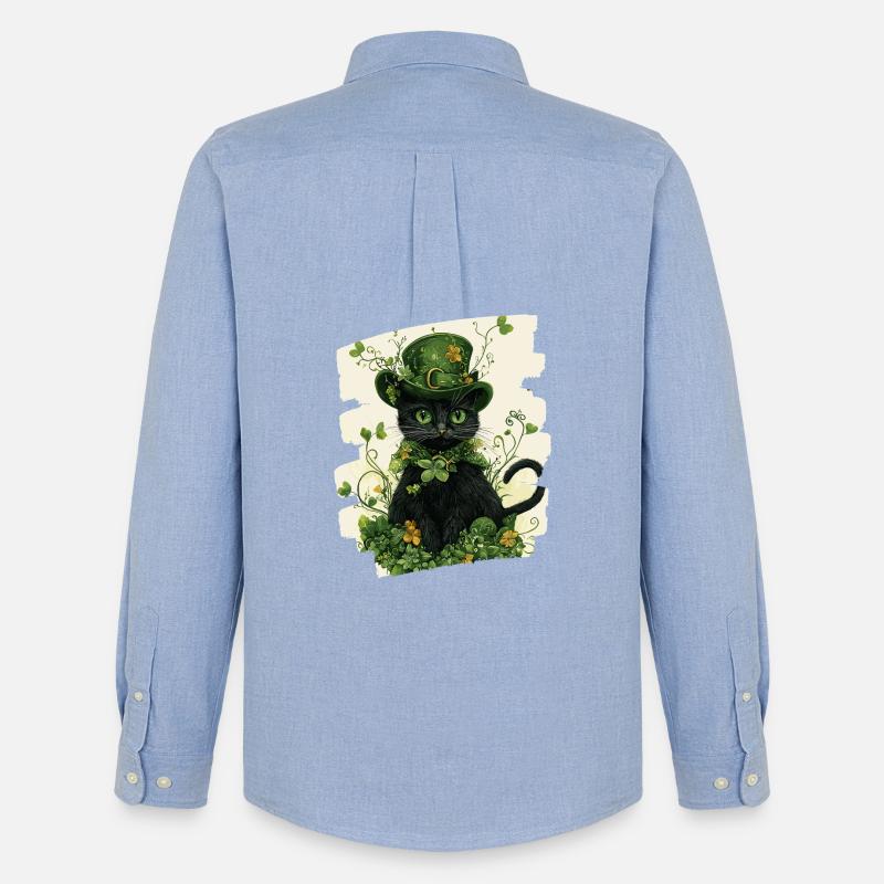 St Patricks day Katze - Männer Oxford Hemd von Stanley/Stella - Carolina Blue