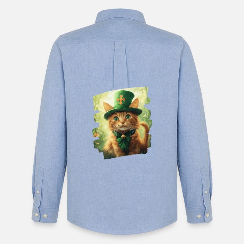 St Patricks day Katze - Männer Oxford Hemd von Stanley/Stella - Carolina Blue