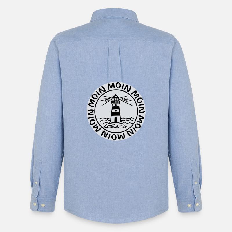 Moin Moin Leuchtturm – Maritimes Küsten Design - Männer Oxford Hemd von Stanley/Stella - Carolina Blue