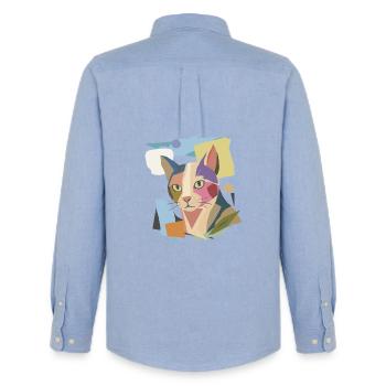 Chat abstrait dans le design moderne de bloc de couleur - Chemise Oxford homme Stanley/Stella - carolina blue - Dos - AI Model Male 185 dark (185cm)