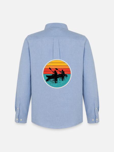 Sunset Kayak Duo Circle - Men's Oxford Shirt by Stanley/Stella - carolina blue