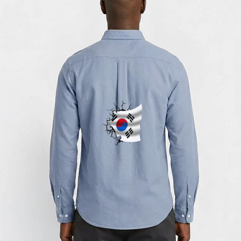 Drapeau de la Corée - Corée - Drapeau Broken Design Chemise Oxford homme Stanley/Stella