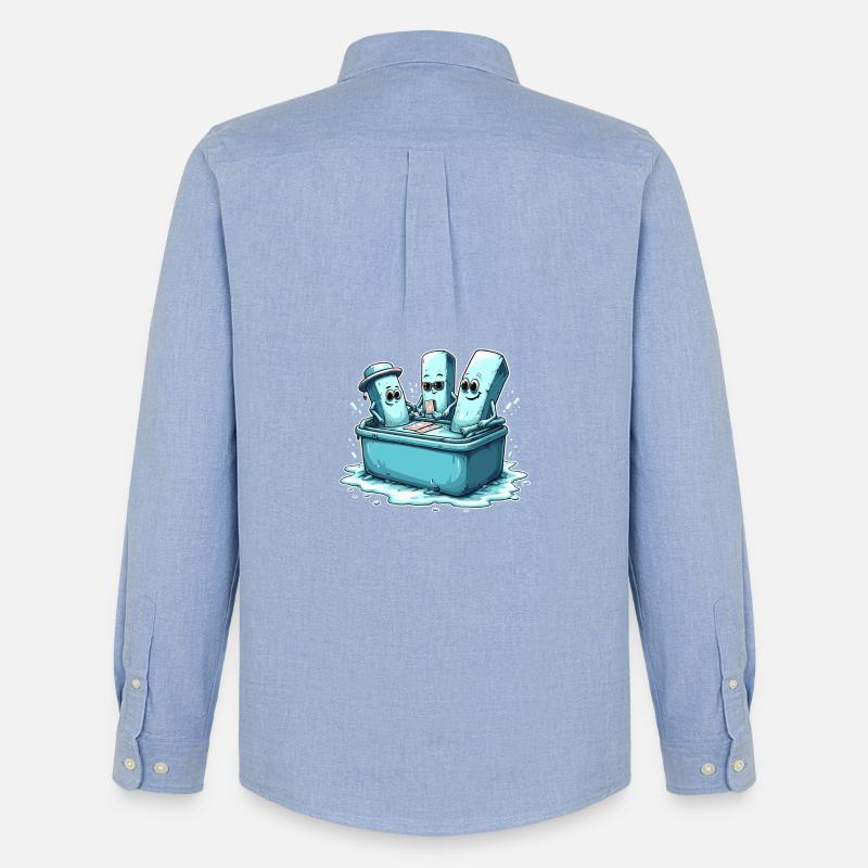 Icecube Lolly Pool Party Design - Männer Oxford Hemd von Stanley/Stella - Carolina Blue