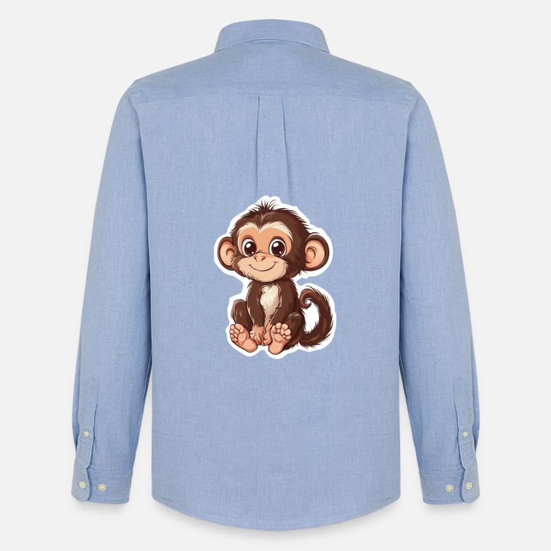 Affe Süsses Äffchen Geschenk für Affenfans - Männer Oxford Hemd von Stanley/Stella - Carolina Blue