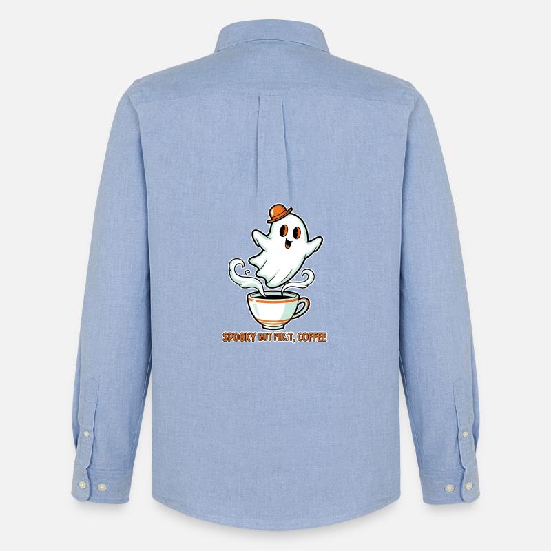 Spukiger Geist mit Kaffee - Männer Oxford Hemd von Stanley/Stella - Carolina Blue