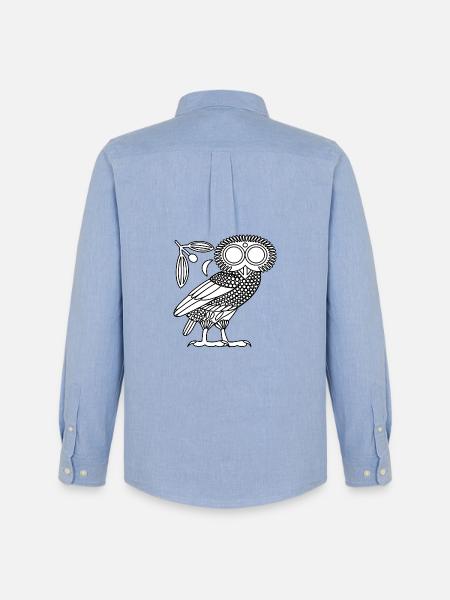 Eule der Athene [Weiß + Kranz & Halbmond] - Männer Oxford Hemd von Stanley/Stella - Carolina Blue