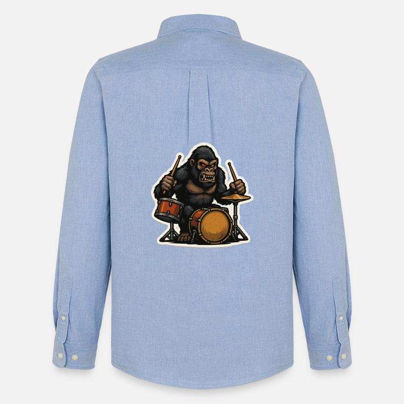 Dschungelgorilla mit Schlagzeug - Männer Oxford Hemd von Stanley/Stella - Carolina Blue