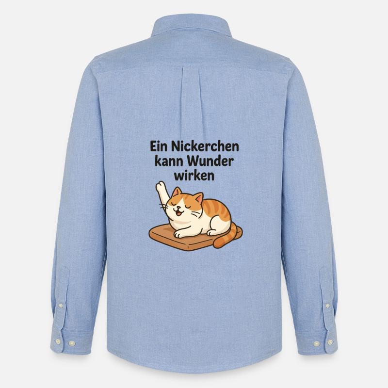 Witziges Kätzchen Nickerchen  - Männer Oxford Hemd von Stanley/Stella - Carolina Blue