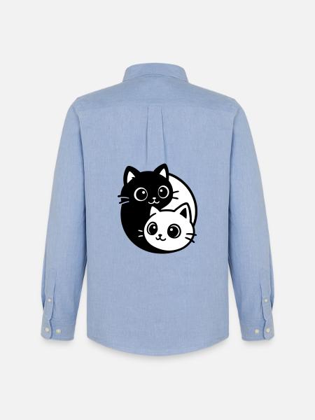 Ying Yang Cat Portrait - Men's Oxford Shirt by Stanley/Stella - carolina blue