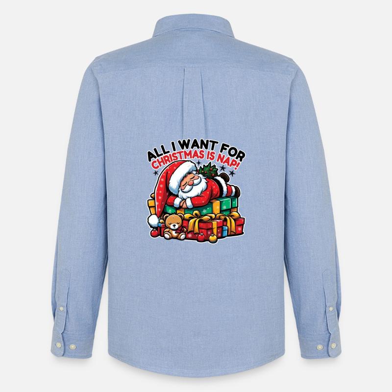 Santa Nickerchen – Traumhafte Weihnachtsruhe - Männer Oxford Hemd von Stanley/Stella - Carolina Blue