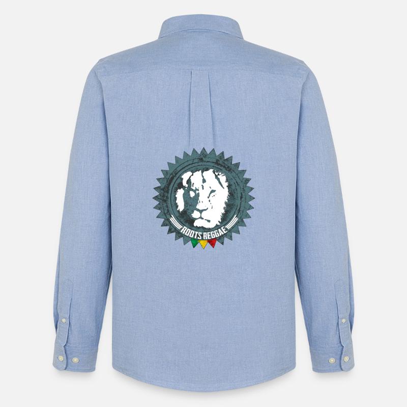 Rootsreggae Abzeichen Logo mit Löwe - Männer Oxford Hemd von Stanley/Stella - Carolina Blue